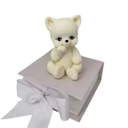 Čokoládová kočička bílá sedící 8cm
