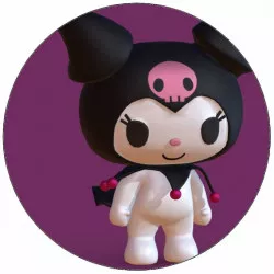 Jedlý papír Kuromi v čepici s lebkou 19,5 cm