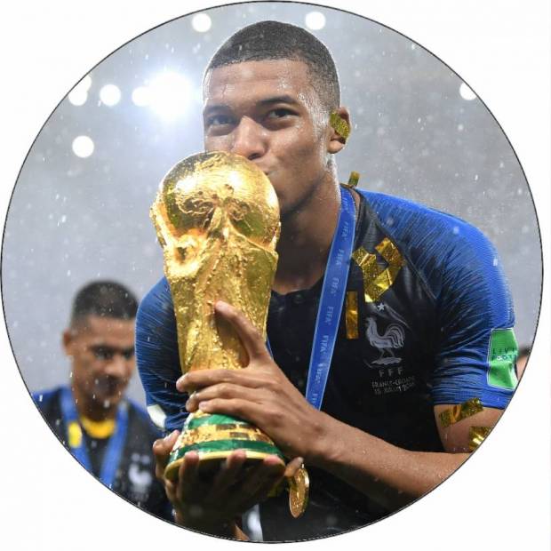 Jedlý papír Kilian Mbappe s vítěznou trofejí 19,5 cm