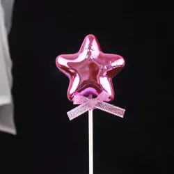 Zápich do dortu růžová hvězdička 6cm - Cakesicq