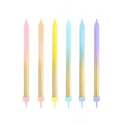 Svíčky zlato duhové 6ks 12,5cm