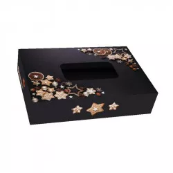 Krabička na cukroví skládací s okénkem vánoční perníčky 22x15x5cm