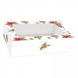 Krabička na cukroví skládací s okénkem sušený pomeranč a vánoční hvězda 25x15x7cm