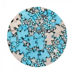 Cukrové zdobení modro-stříbrní medvídci 1kg