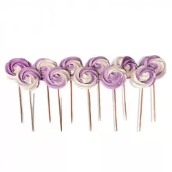 Cukrová lízátka bílo fialová 12ks - I LOVE CAKES