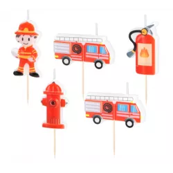 Sada narozeninových svíček 5 ks hasiči