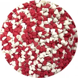 Cukrové zdobení Červeno-bílé srdce 80g