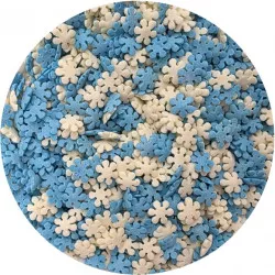 Cukrové zdobení bílo-modré sněhové vločky 80g
