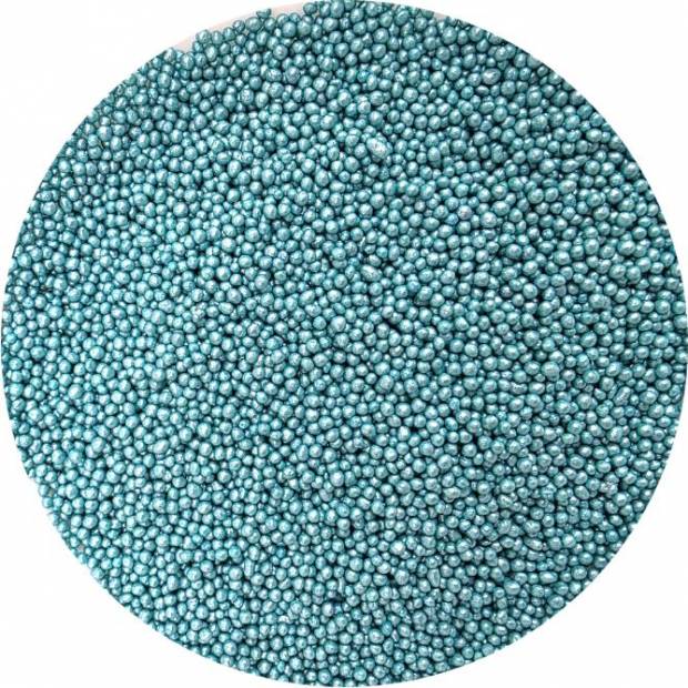 Cukrové perličky metalické tyrkysové 2mm 80g