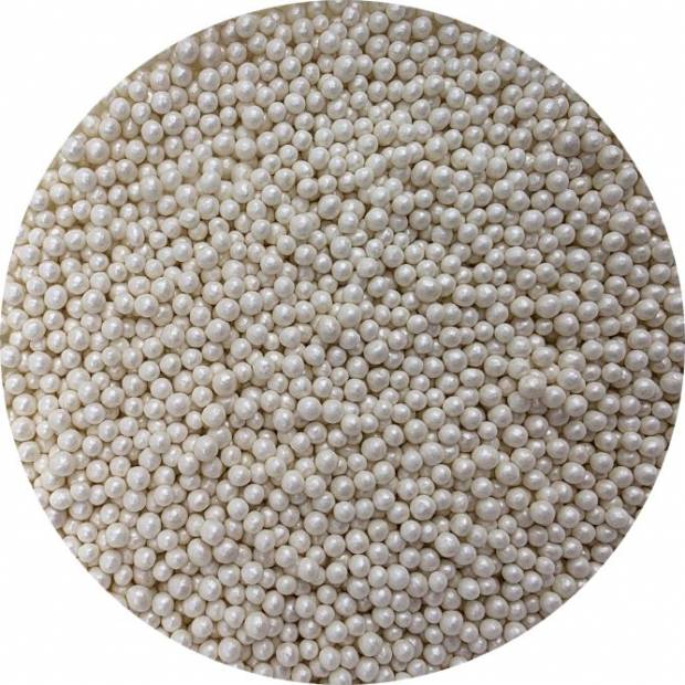Cukrové perličky metalické bílé 3-4mm 80g