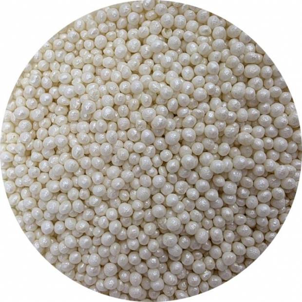 Cukrovo-rýžové perly bílé perleťové 3-4mm 80g