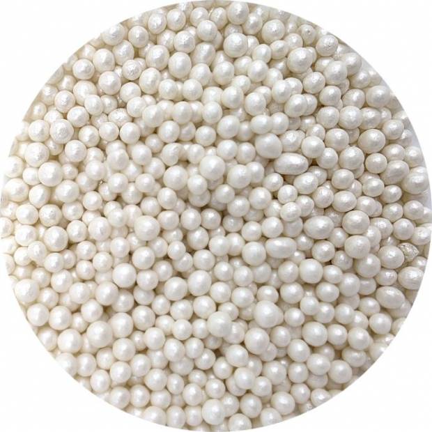 Cukrovo-rýžové perly bílé perleťové 5mm 1kg