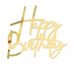 Zápich Happy Birthday zlatý 12,5x12cm