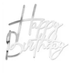 Zápich Happy Birthday stříbrný 12,5x12cm