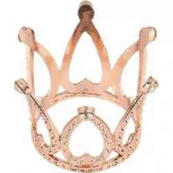 Nejedlá dekorace kovová Koruna růžovo-zlatá mini