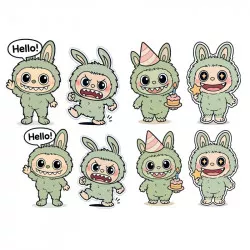 Jedlý papír k vystříhnutí Labubu zelený