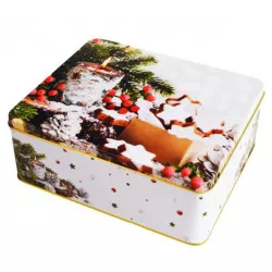Plechová dóza na cukroví 21x17x8cmcm LESNÍ VÁNOCE