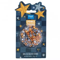 Cukrové zdobení zlaté a stříbrné hvězdičky 25g