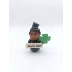 Marcipánový kominíček „Hodně štěstí“ se čtyřlístkem 5cm, 19g
