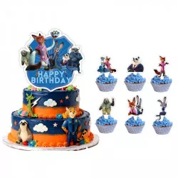 Zápich na dort/muffiny Happy Birthday Zoopolis 25ks