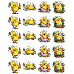 Jedlý papír na muffiny k vystříhnutí opilé kuřátko A4