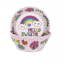Růžové košíčky duha na cupcake 50ks 50x33mm