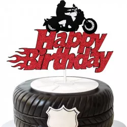 Zápich na dort Happy Birthday motorkář 5ks