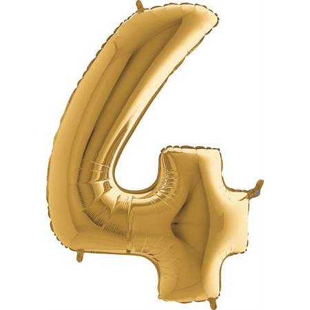 Levně Nafukovací balónek číslo 4 zlatý 102cm extra velký - Grabo
