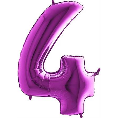 Levně Nafukovací balónek číslo 4 fialový 102cm extra velký - Grabo