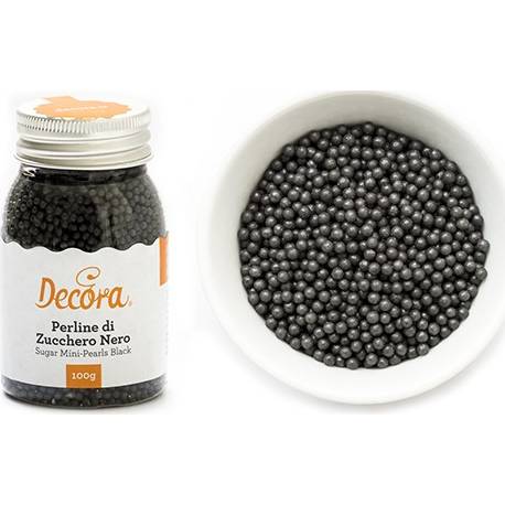 Levně 100 g malé cukrové perličky černé - Decora