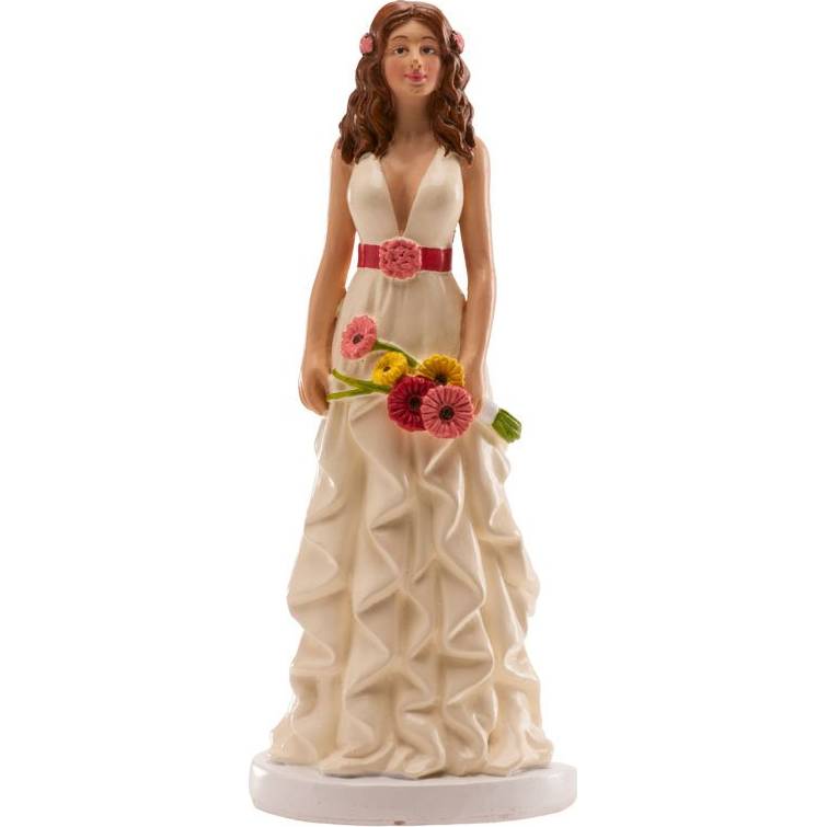 Svatební figurka na dort 16cm ona v romantických šatech Dekora