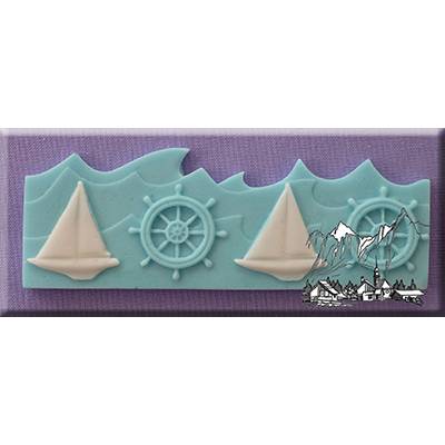 Silikonová formička na ohraničení námořnická, plachetnice a kormidlo Alphabet Moulds