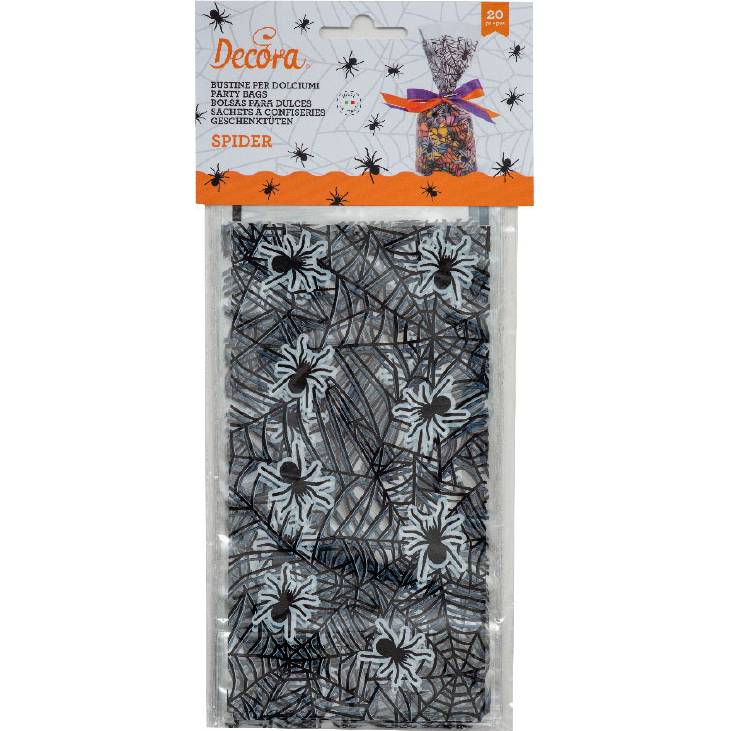 Pytlík na sladkosti 24x12,5x3cm pavouci 20ks Decora