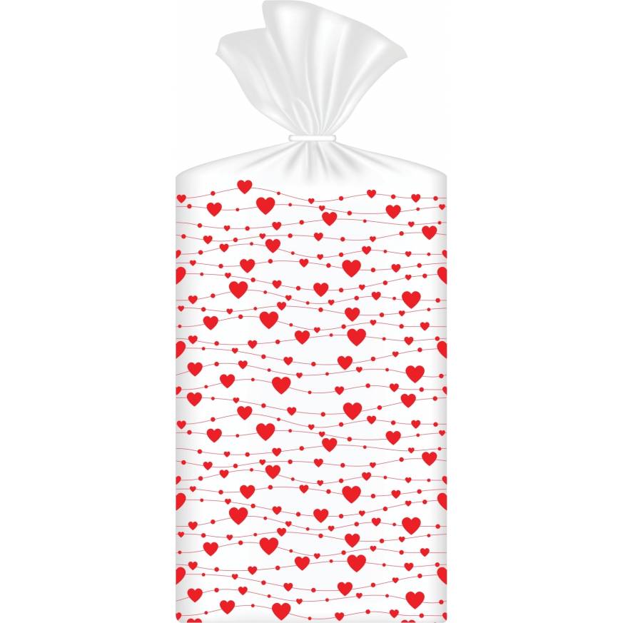 Pytlíček na sladkosti a čokoládu 10ks 21x11cm srdíčka Alvarak