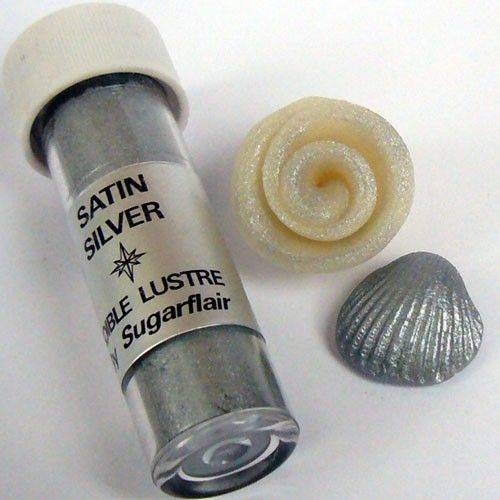 Jedlá prachová perleťová barva Sugarflair (2 g) Satin Silver - Sugarflair