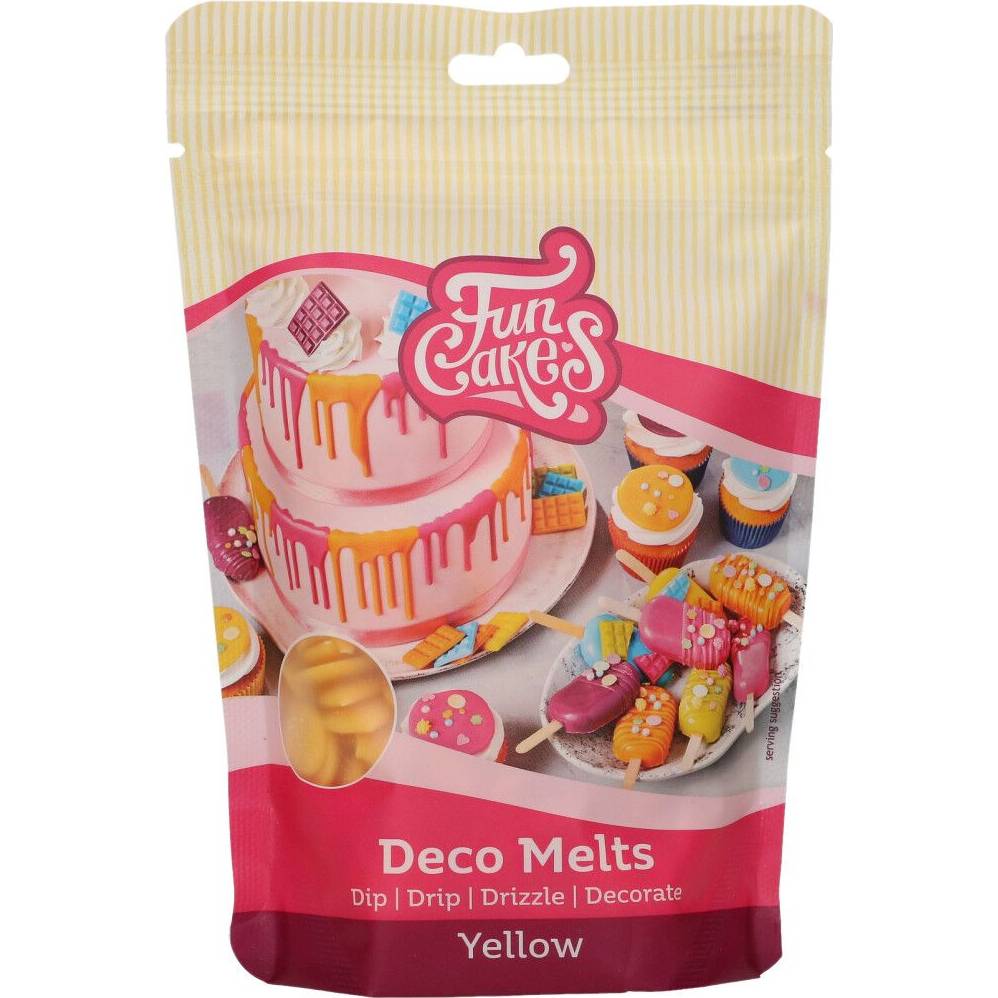 Snadno rozpustná poleva v peckách 250g Žlutá FunCakes