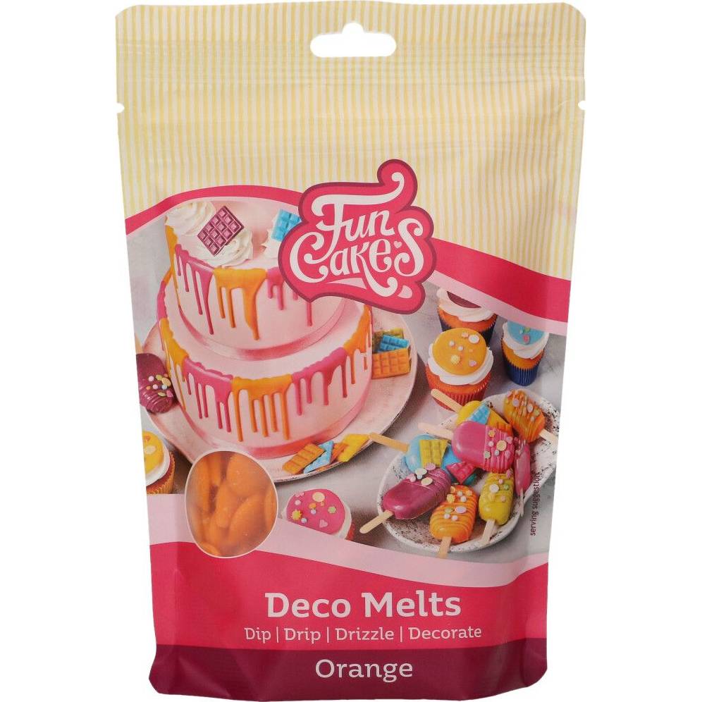 Snadno rozpustná poleva v peckách 250g Oranžová FunCakes