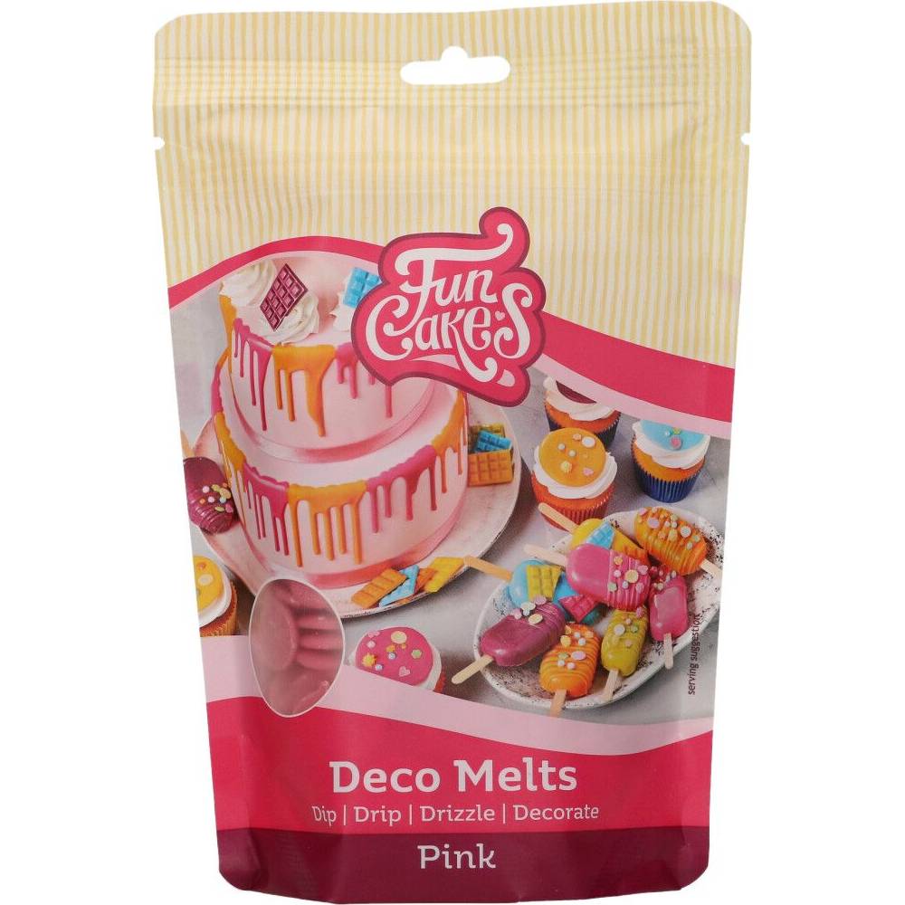 Snadno rozpustná poleva v peckách 250g Růžová FunCakes