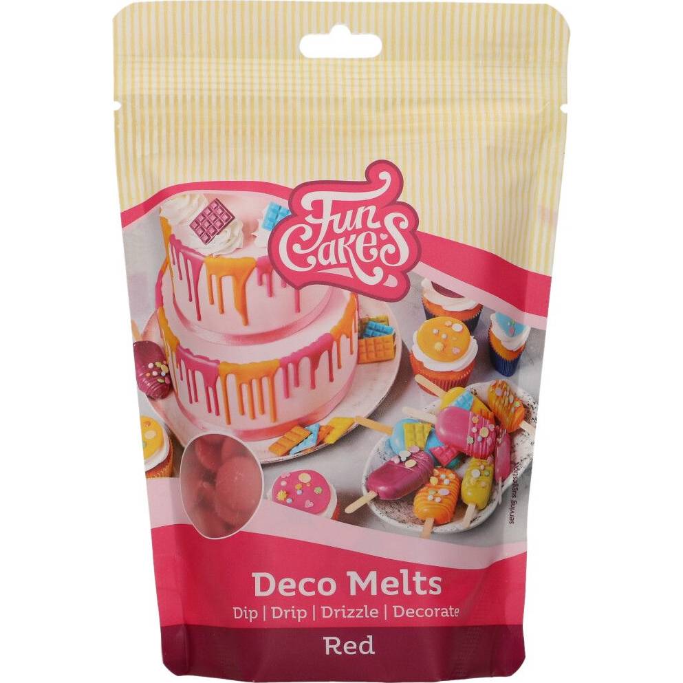 Snadno rozpustná poleva v peckách 250g Červená FunCakes