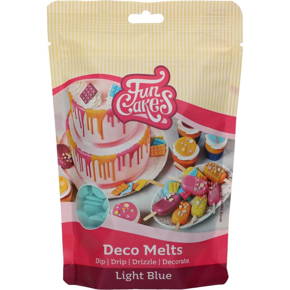 Snadno rozpustná poleva v peckách 250g Světle modrá FunCakes