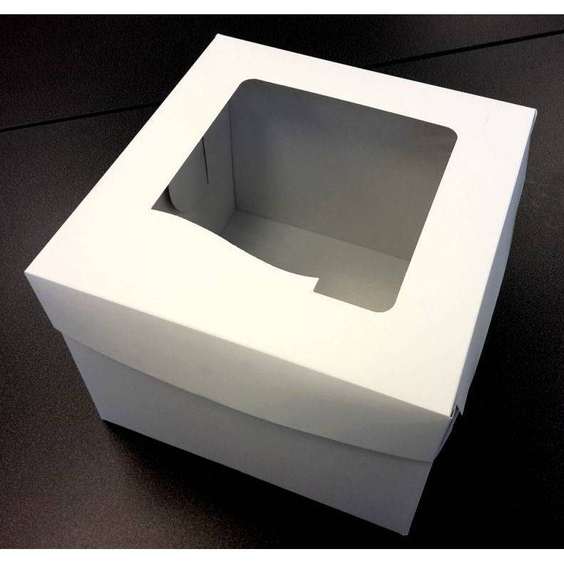 Dortová krabice bílá čtvercová s okénkem 10ks (25 x 25 x 19,5 cm) dortis