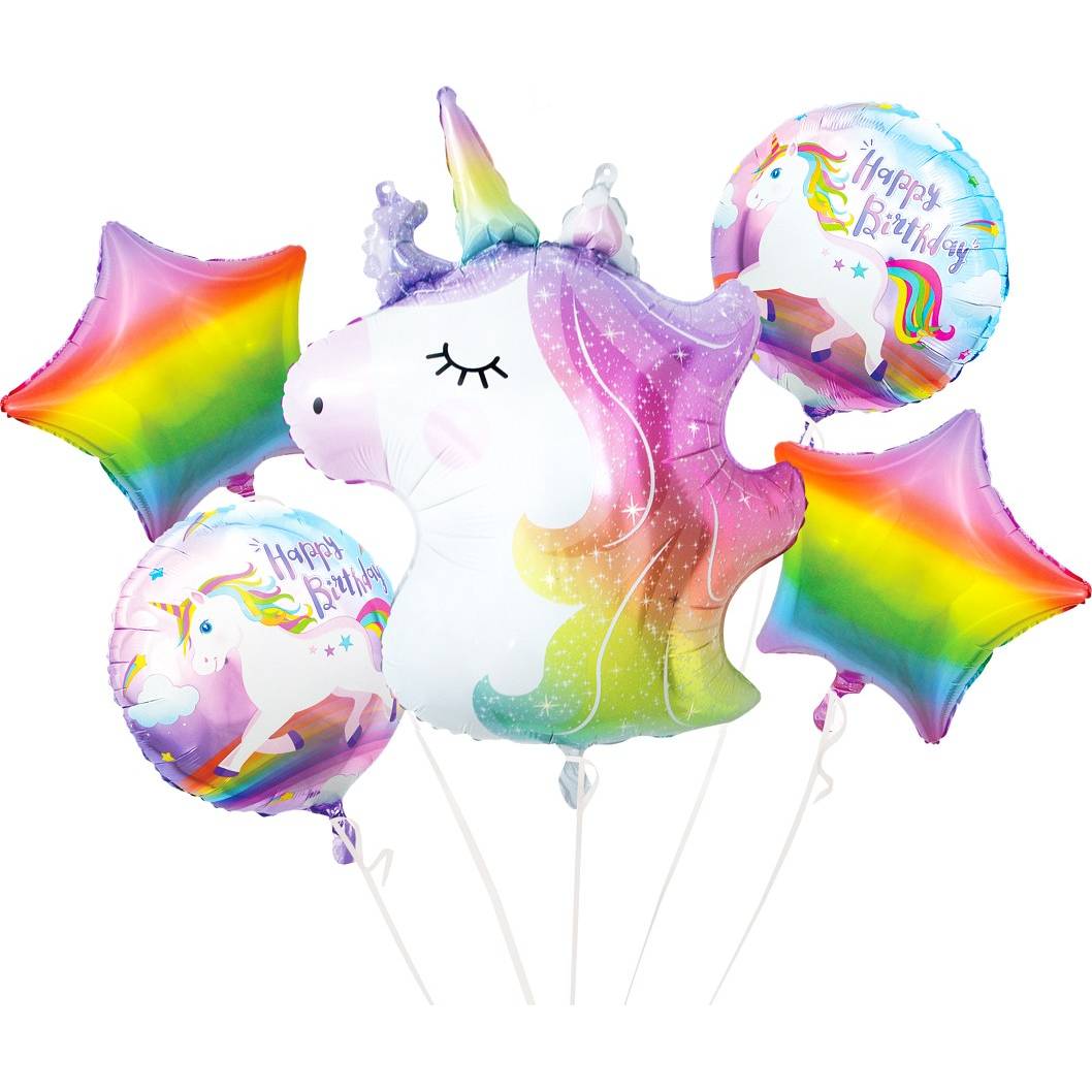 Levně Fóliové balónky - sada jednorožec, narozeniny, 5 ks. - Godan