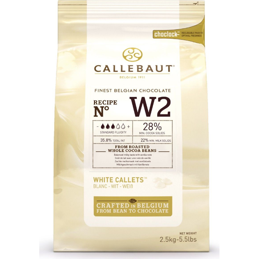 Čokoláda W2 bílá 28% 2,5kg Callebaut