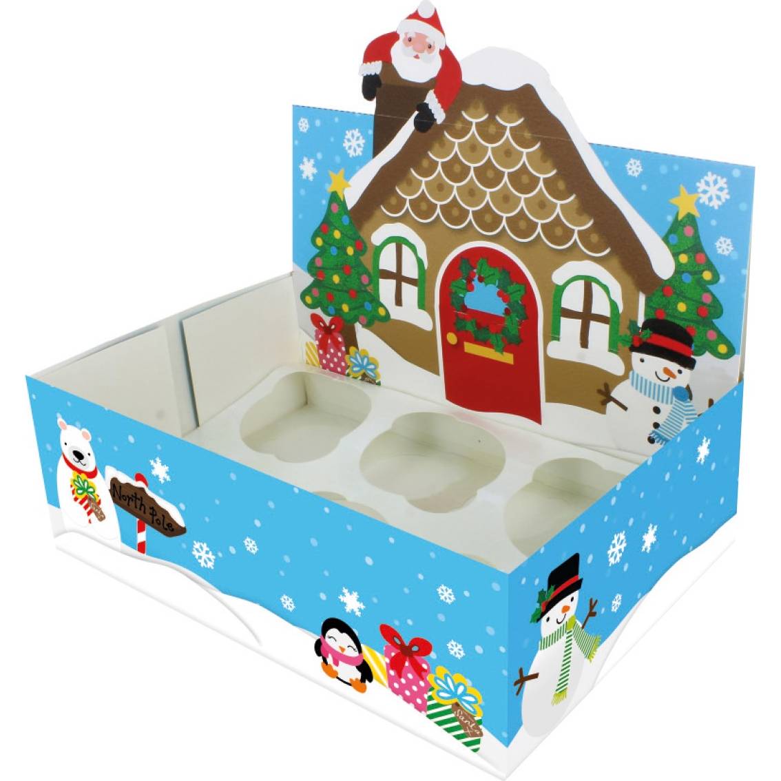 Vánoční krabička na mufinny na 6/12 muffinů vánoční dům 1ks Culpitt