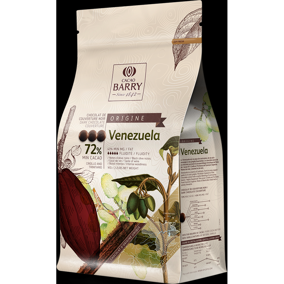 Levně Cacao Barry Origin čokoláda VENEZUELA hořká 72% 1kg - CACAO BARRY