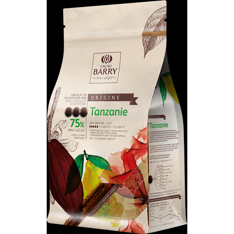 Levně Cacao Barry Origin čokoláda TANZANIE hořká 75% 1kg - CACAO BARRY